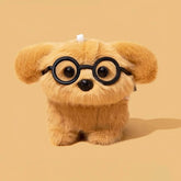 5″ Cute Funny Glasses Dog Brown Plush AirPods Case